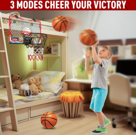 Children's Indoor Basketball Frame, Easy To Install Door, Basketball Frame Noise Reduction And 9 Modes, LED Lighting Scratch Resistant Electronic Scoreboard