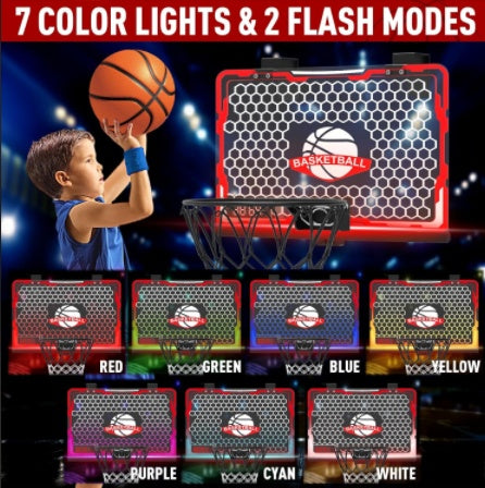 Children's Indoor Basketball Frame, Easy To Install Door, Basketball Frame Noise Reduction And 9 Modes, LED Lighting Scratch Resistant Electronic Scoreboard