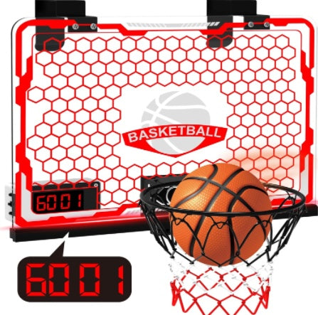 Children's Indoor Basketball Frame, Easy To Install Door, Basketball Frame Noise Reduction And 9 Modes, LED Lighting Scratch Resistant Electronic Scoreboard